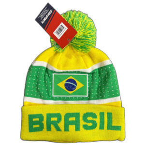 Icon Sports Brasil Flag Adult Unisex Pom Pom Winter Soccer Beanie NWT